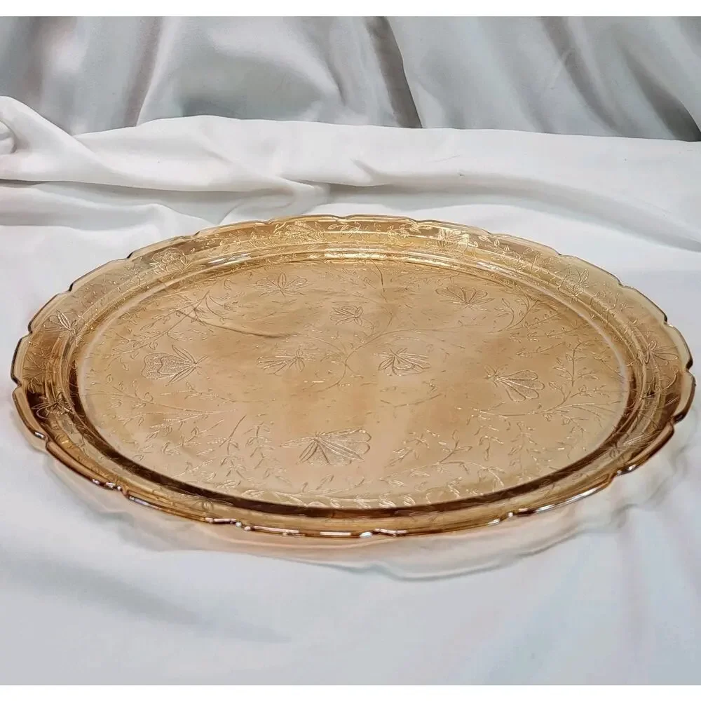 Jeannette Glass Peach Amber Plate 11
